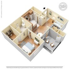 1 Bed 1 Bath 857 SqFt (757 Net) 0434 floor plan